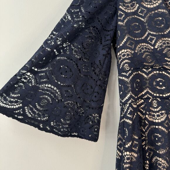 Eliza J Lace 3/4 Sleeve Fit & Flare Dress Navy/Tan Size 14-16 READ - Picture 5 of 11